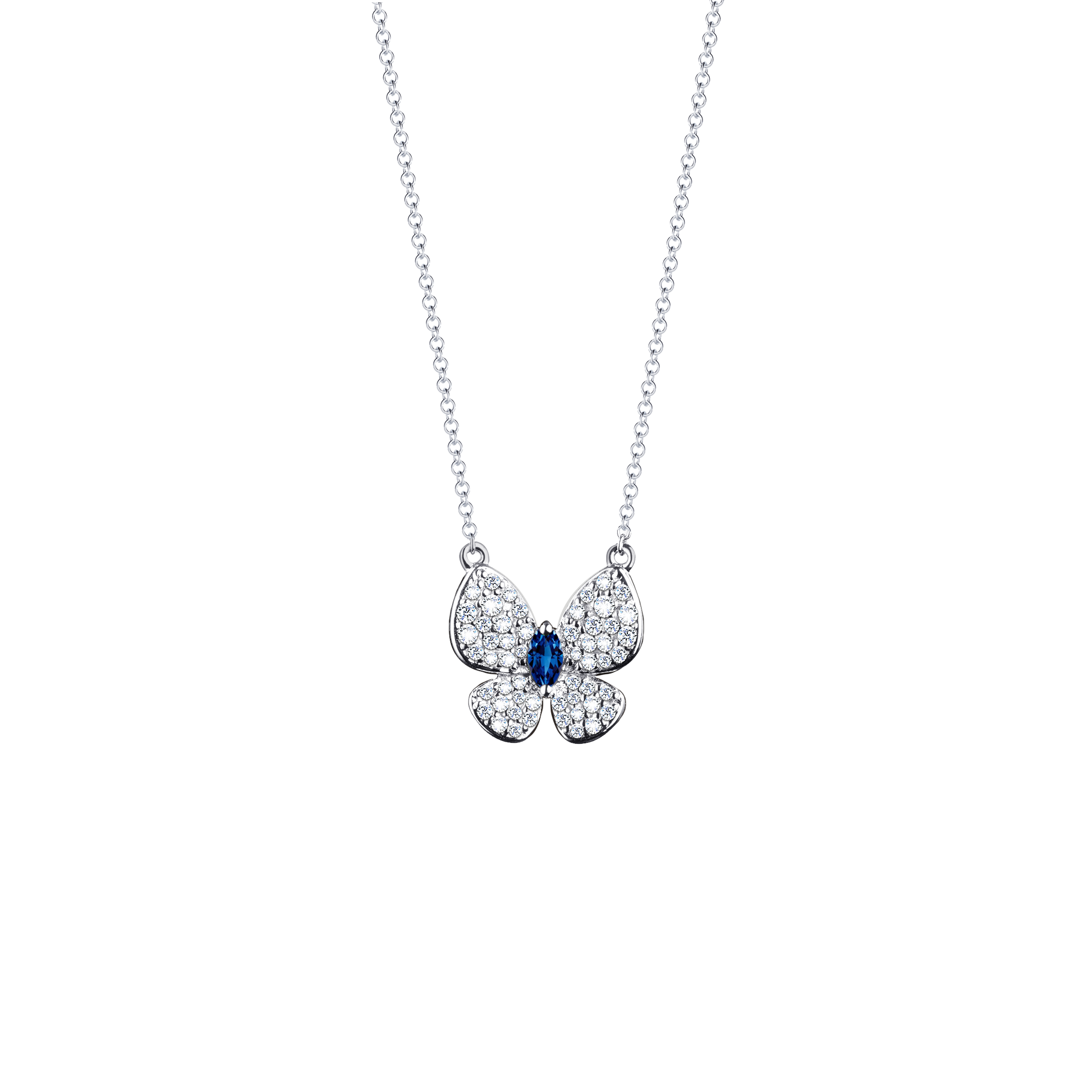 BUTTERFLY DIAMOND AND SAPPHIRE NECKLACE