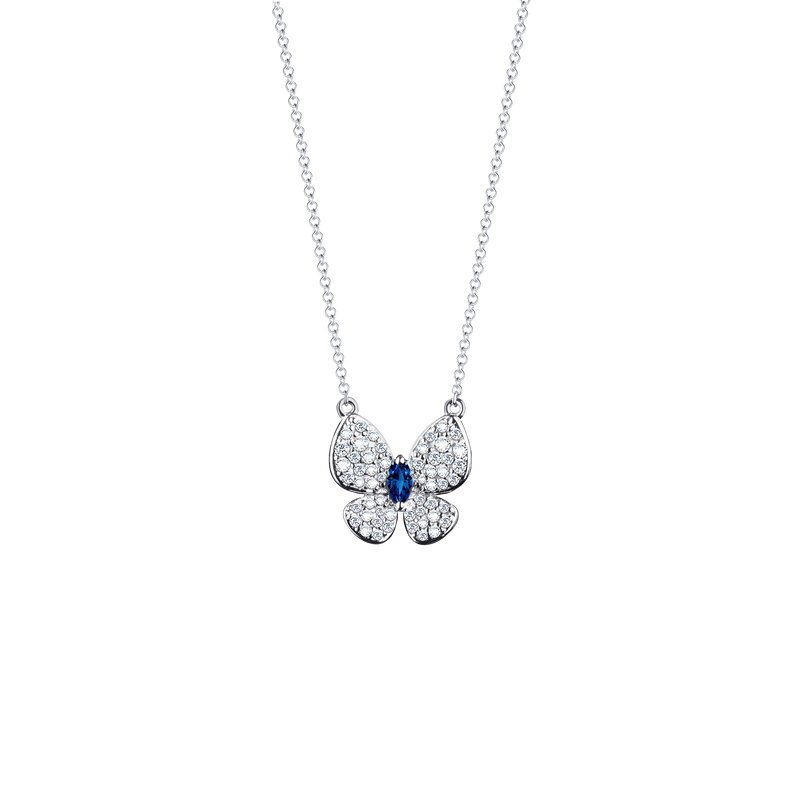 BUTTERFLY DIAMOND AND SAPPHIRE NECKLACE