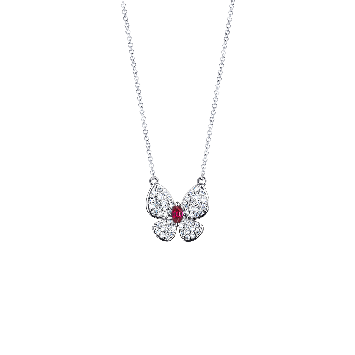 BUTTERFLY DIAMOND AND RUBY NECKLACE