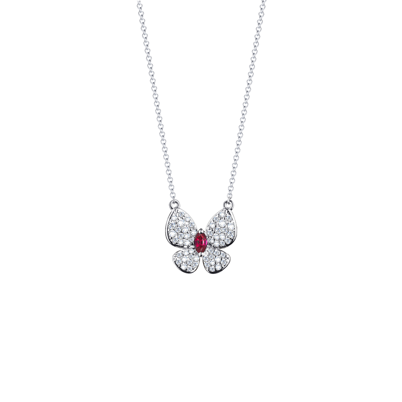 BUTTERFLY DIAMOND AND RUBY NECKLACE