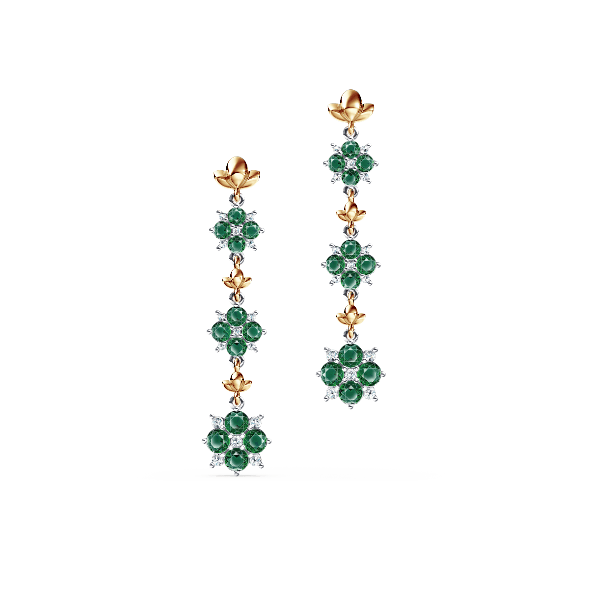 Blossom Emerald and Diamond Drop Earrings