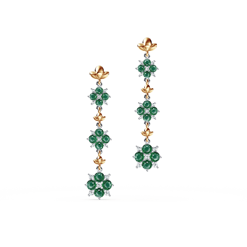 Blossom Emerald and Diamond Drop Earrings