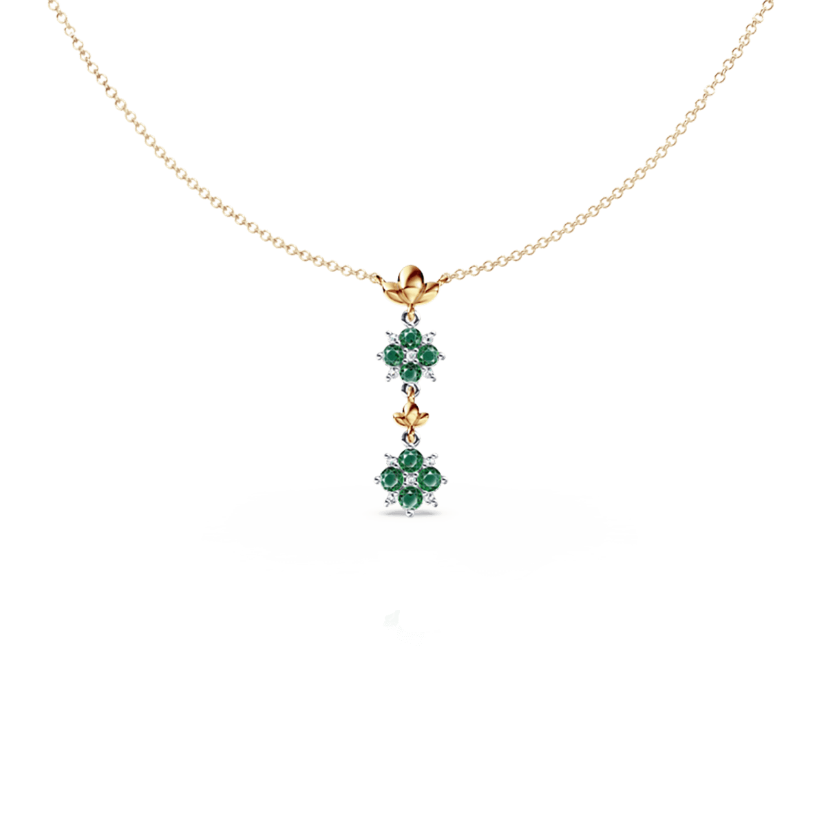 Blossom Emerald and Diamond Drop Necklace