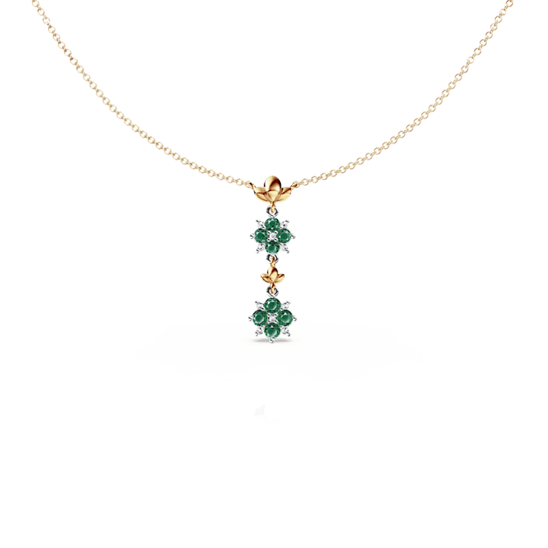 Blossom Emerald and Diamond Drop Necklace