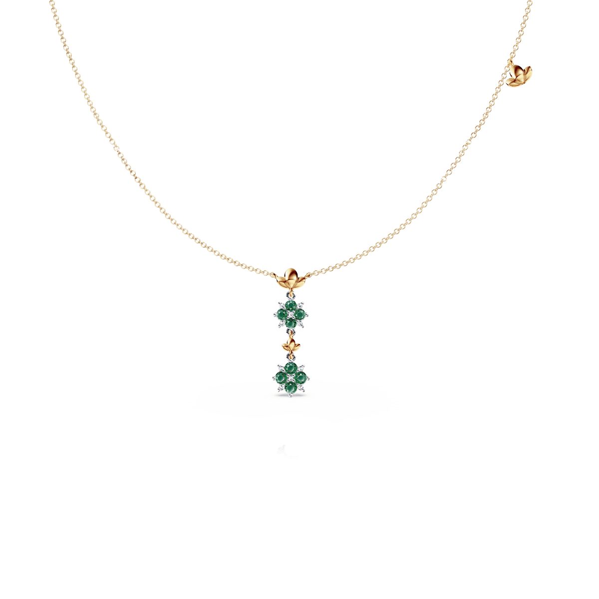 Blossom Emerald and Diamond Drop Necklace