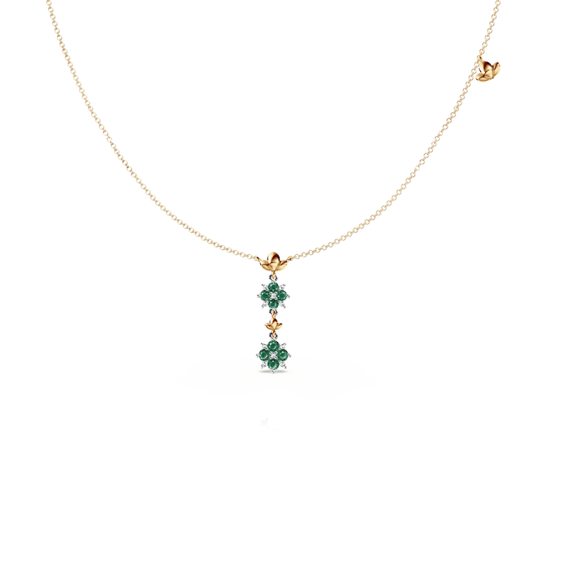 Blossom Emerald and Diamond Drop Necklace