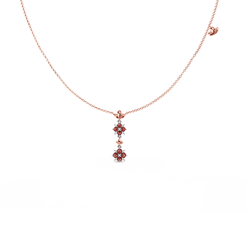 Blossom Ruby and Diamond Angel Drop Necklace