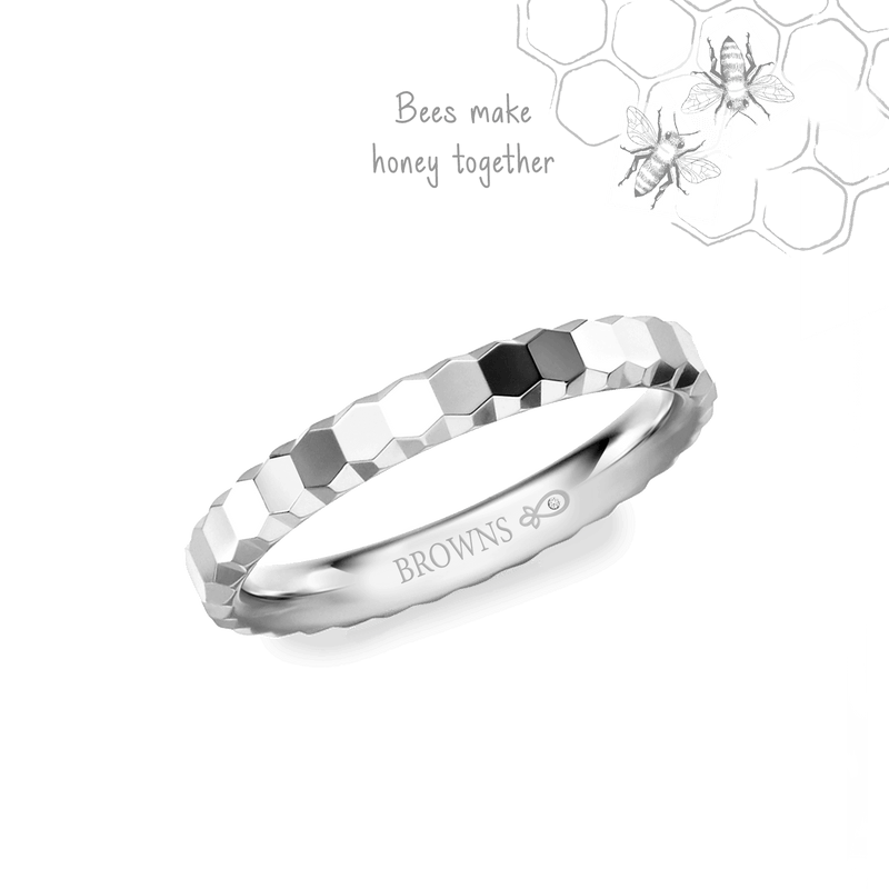 Faceted Honeycomb Wedding Band Ring