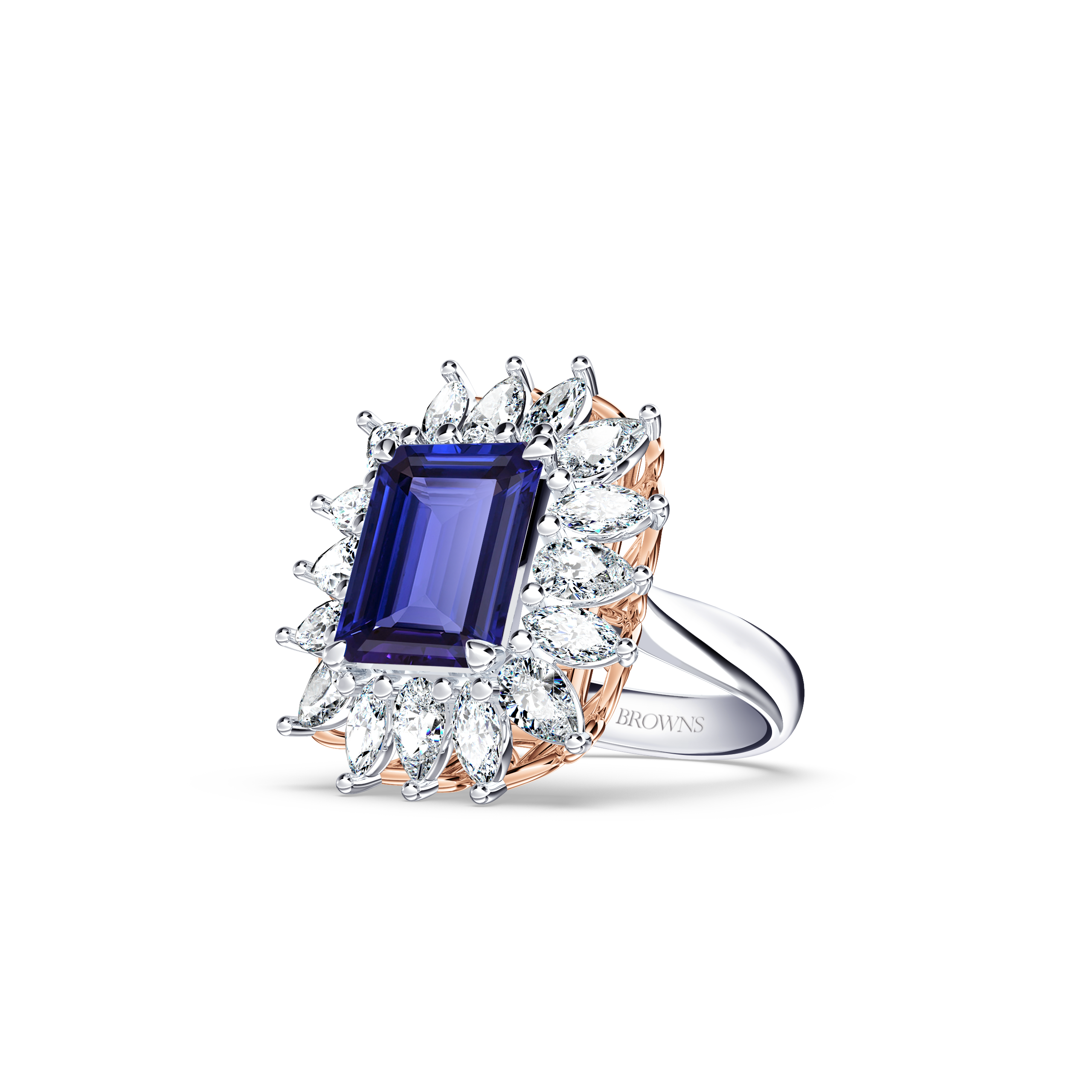 Royal Tanzanite and Diamond Fire and Ice Ring