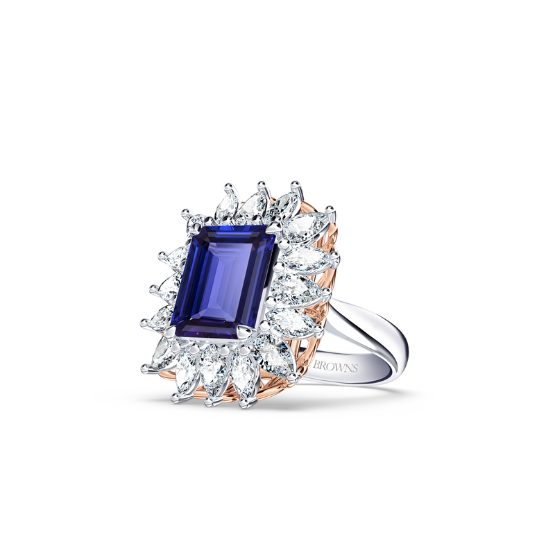 Royal Tanzanite and Diamond Fire and Ice Ring