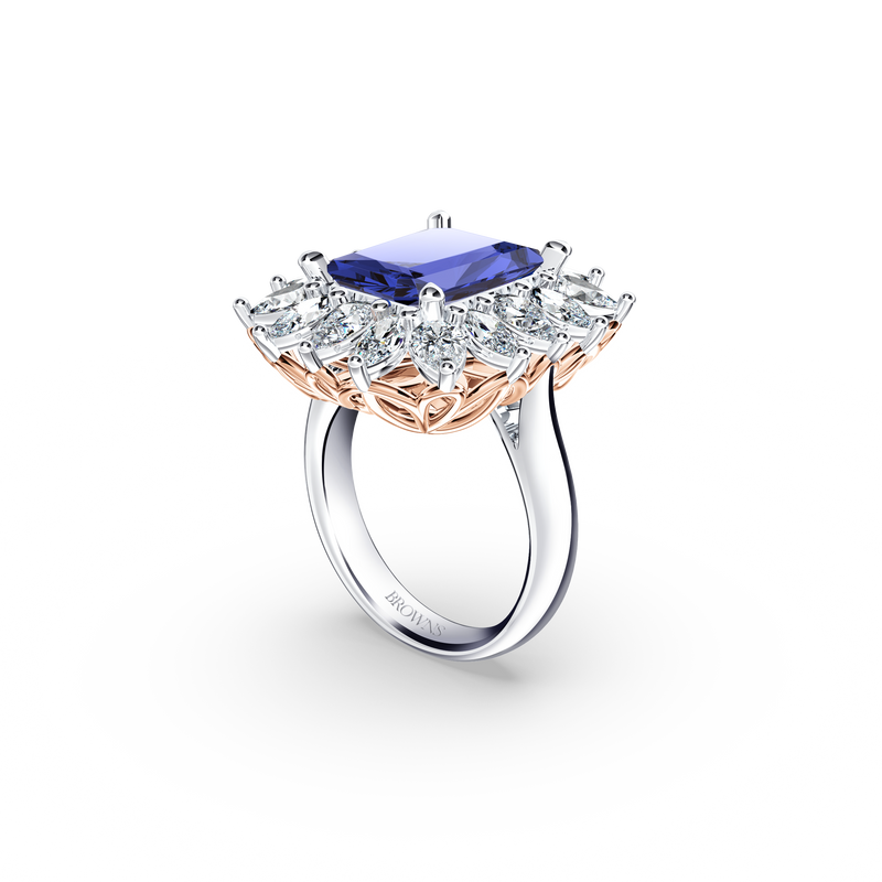 Royal Tanzanite and Diamond Fire and Ice Ring