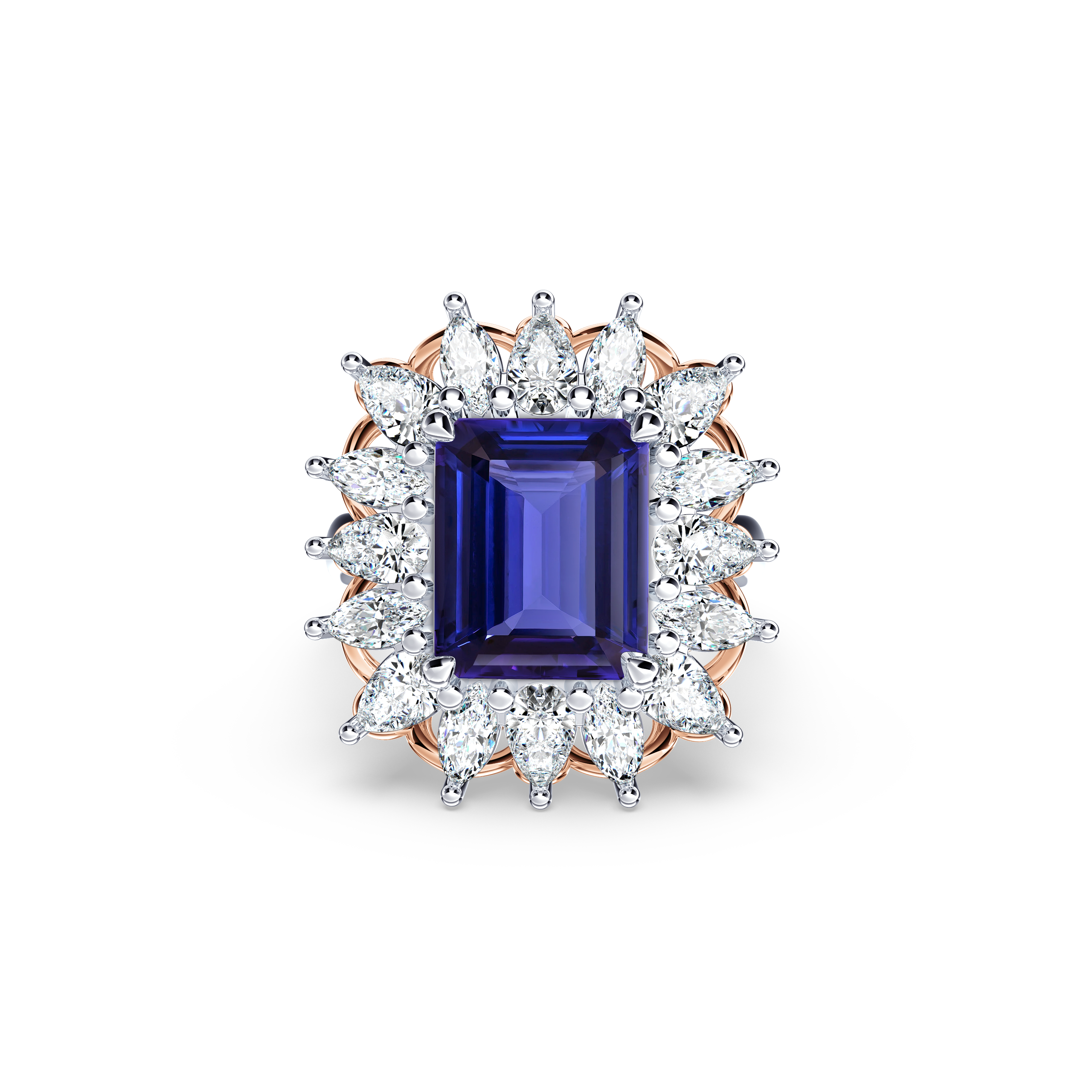 Royal Tanzanite and Diamond Fire and Ice Ring