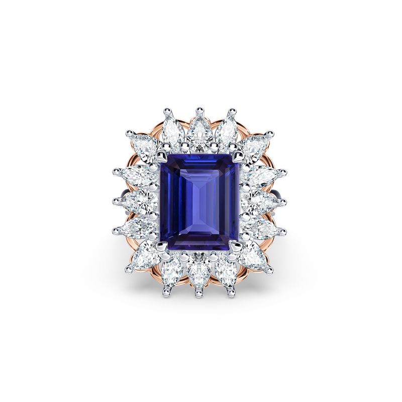 Royal Tanzanite and Diamond Fire and Ice Ring