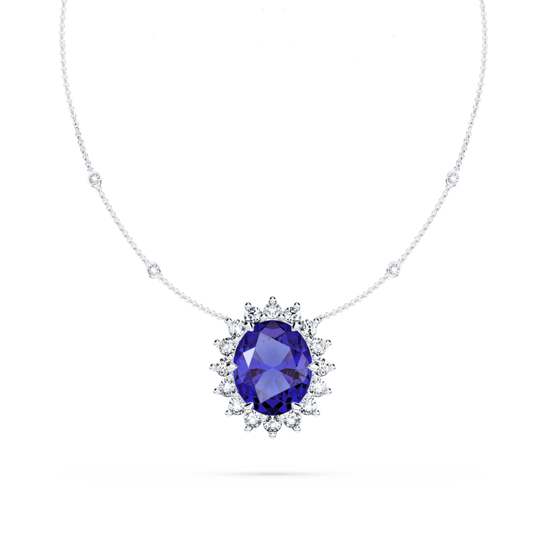 Royal Tanzanite and Diamond Cluster Necklace - Large