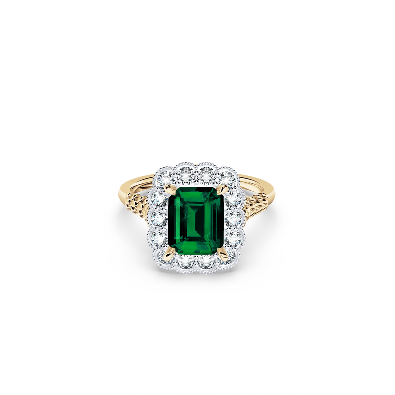 Emerald and Diamond Scalloped Ring