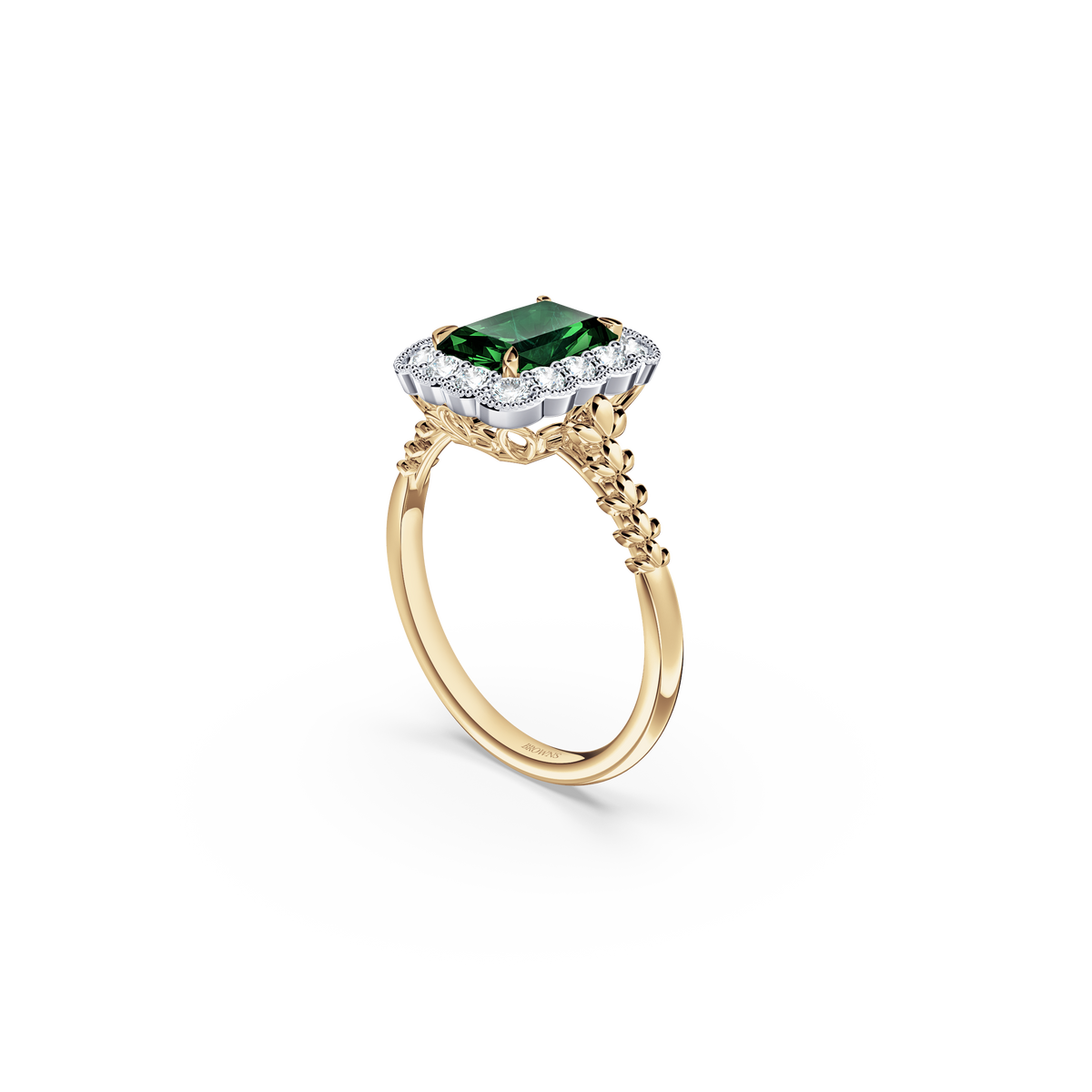 Emerald and Diamond Scalloped Ring
