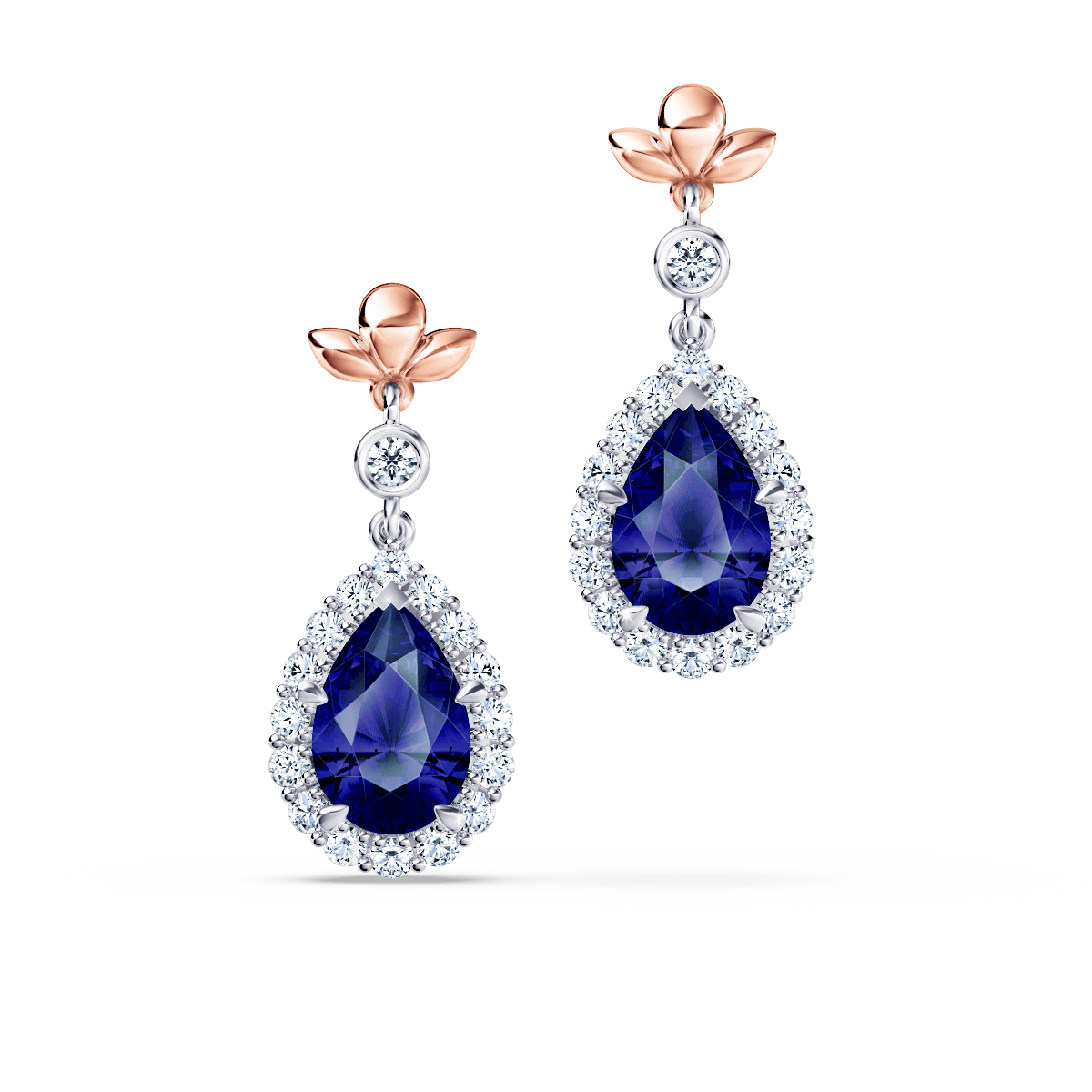 Original Angel Royal Tanzanite and Diamond Earrings