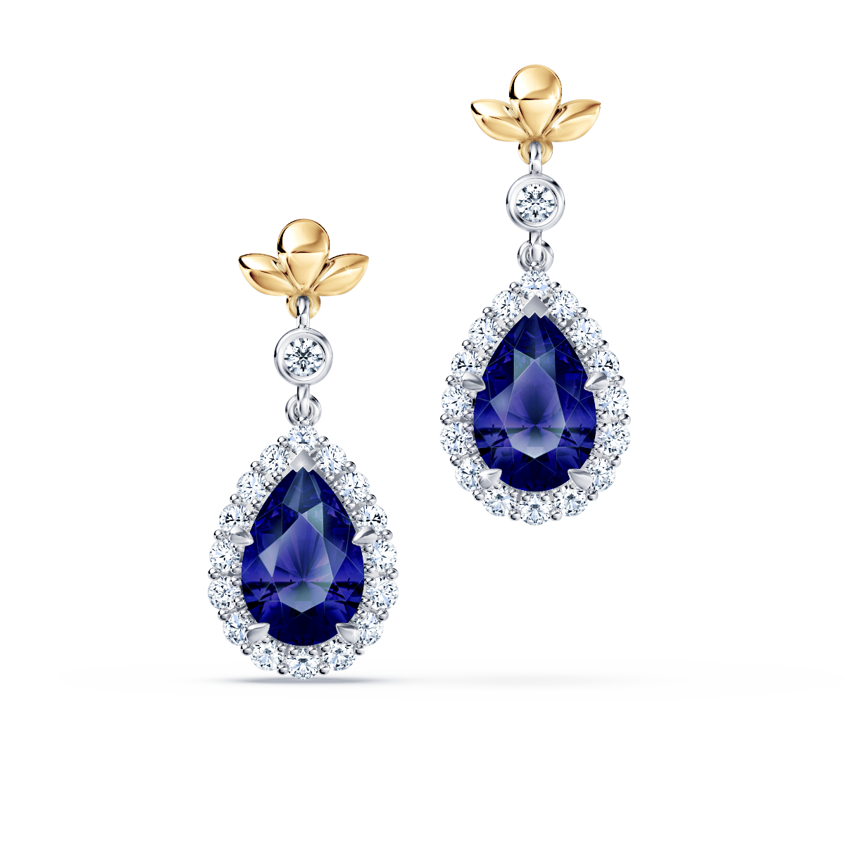Original Angel Royal Tanzanite and Diamond Earrings