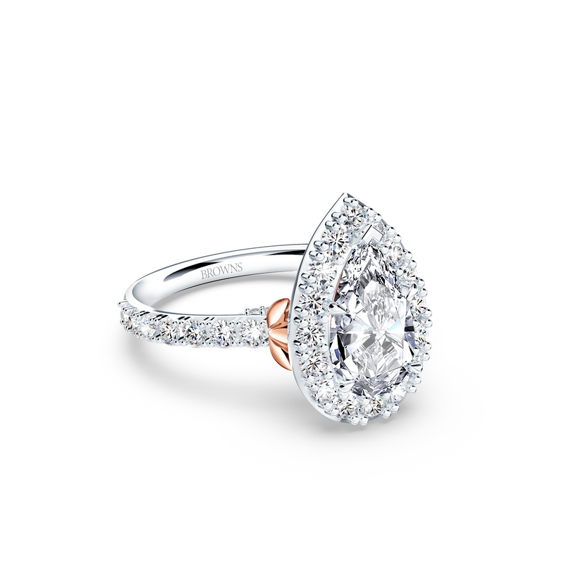 Angel Halo Pear Diamond Ring