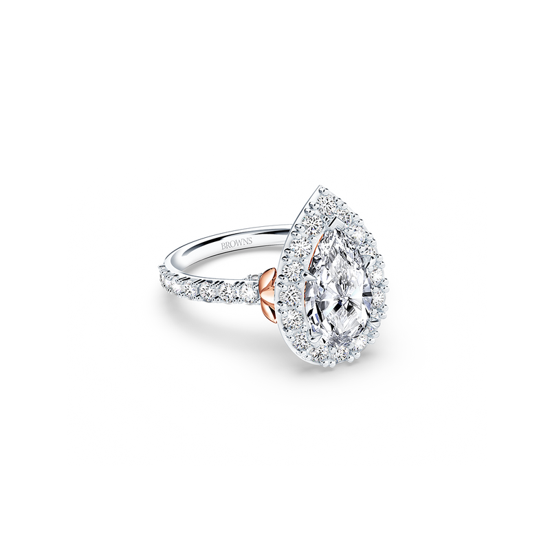 Angel Halo Pear Diamond Ring