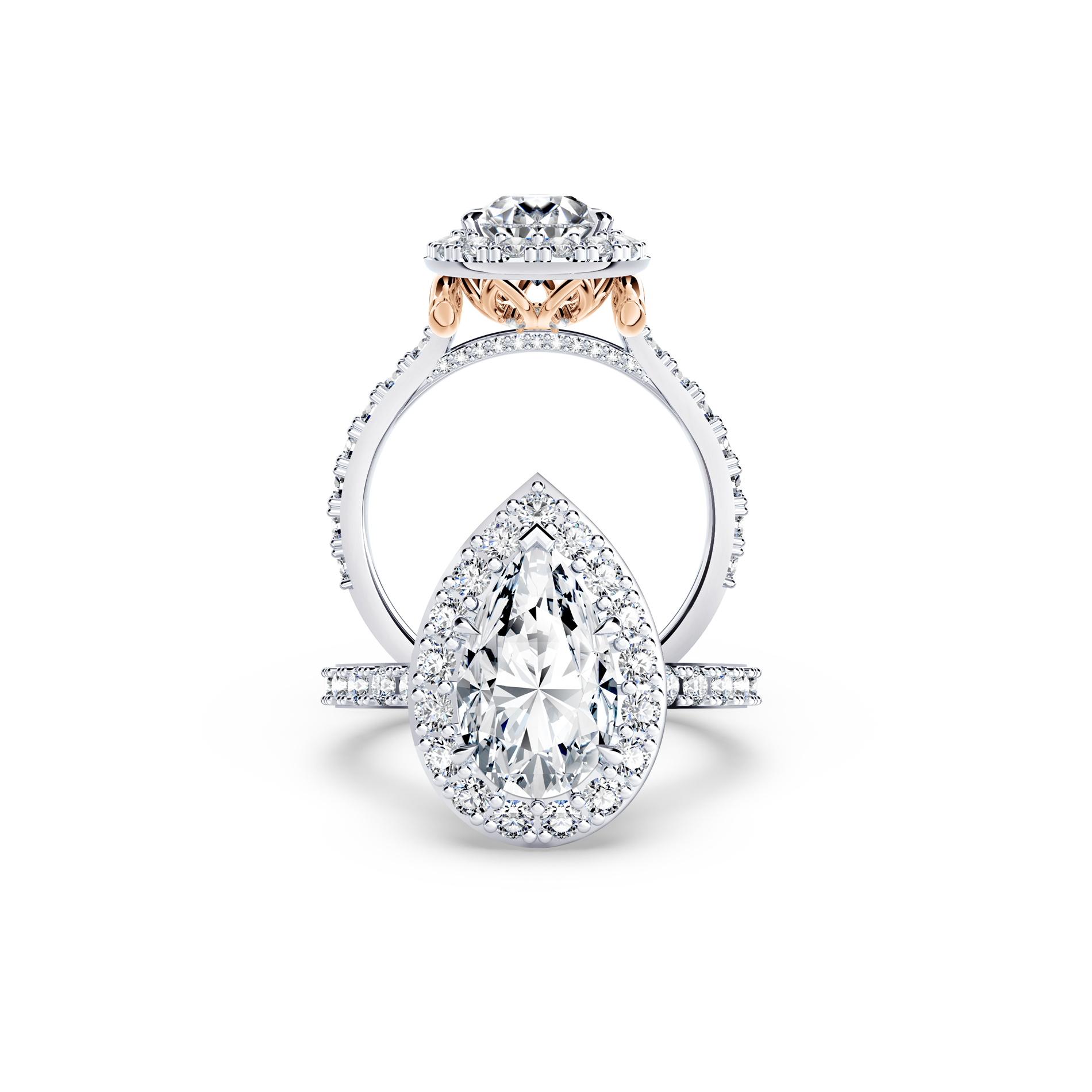 Angel Halo Pear Diamond Ring