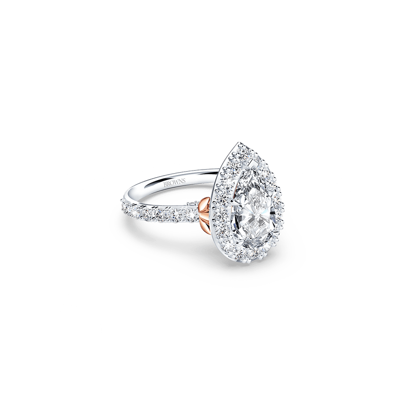Angel Halo Pear Diamond Ring