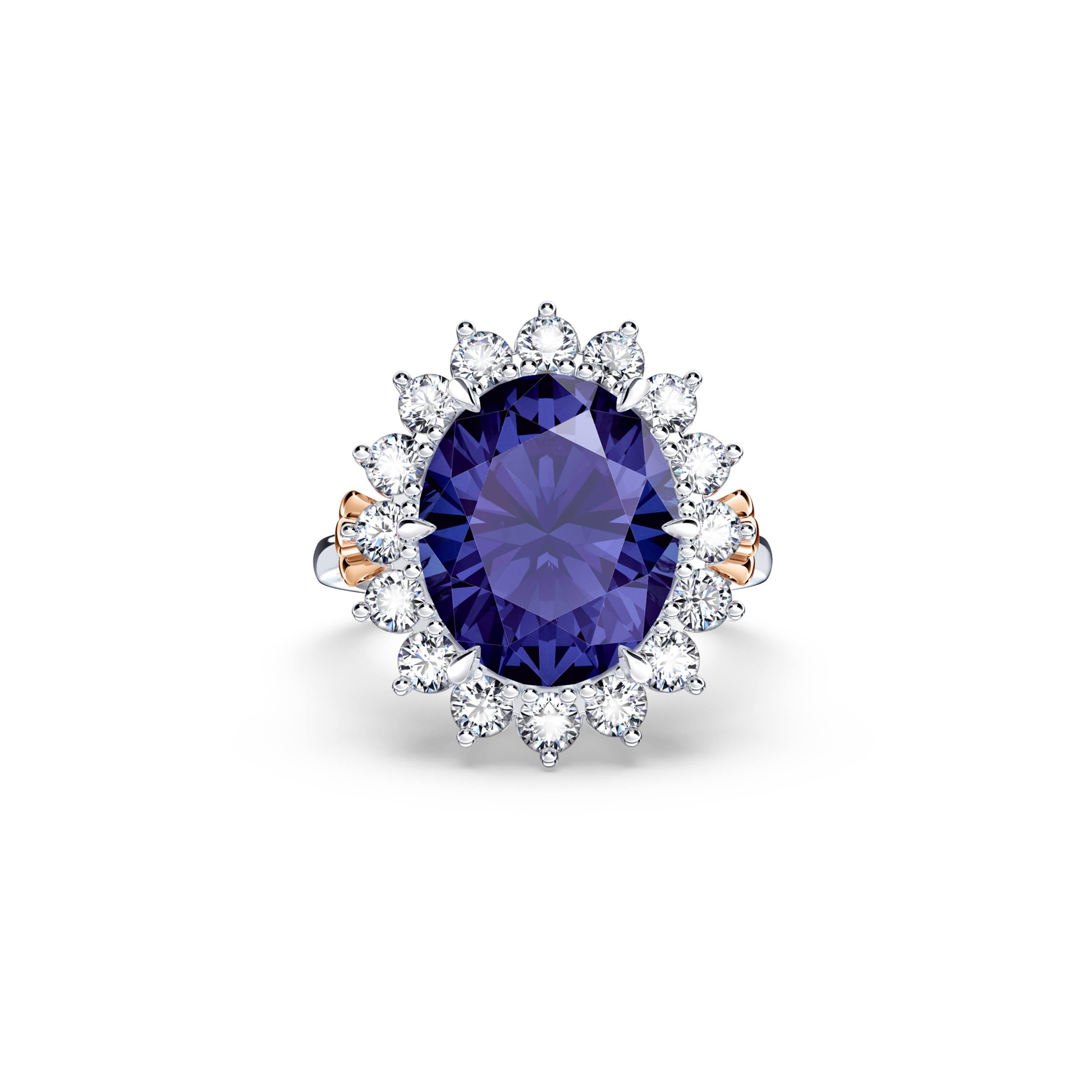 Royal Tanzanite and Diamond Cluster Ring - Large
