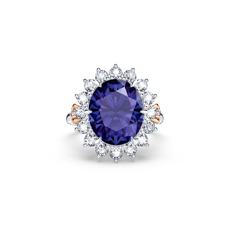 Royal Tanzanite and Diamond Cluster Ring - Large