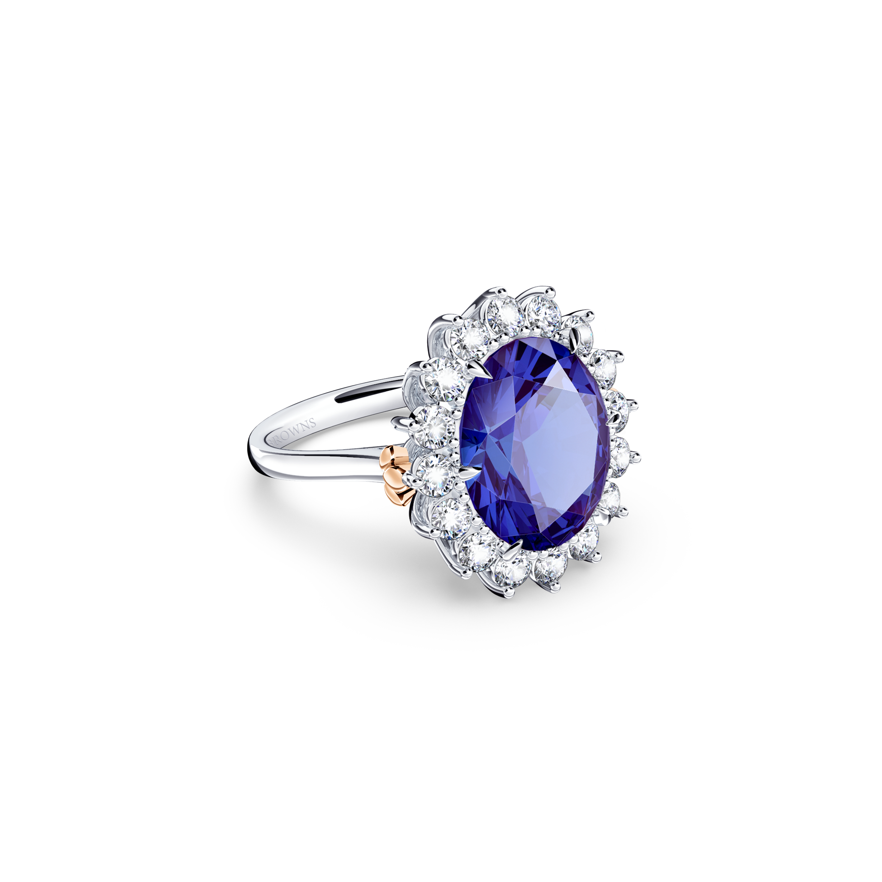 Royal Tanzanite and Diamond Cluster Ring - Large