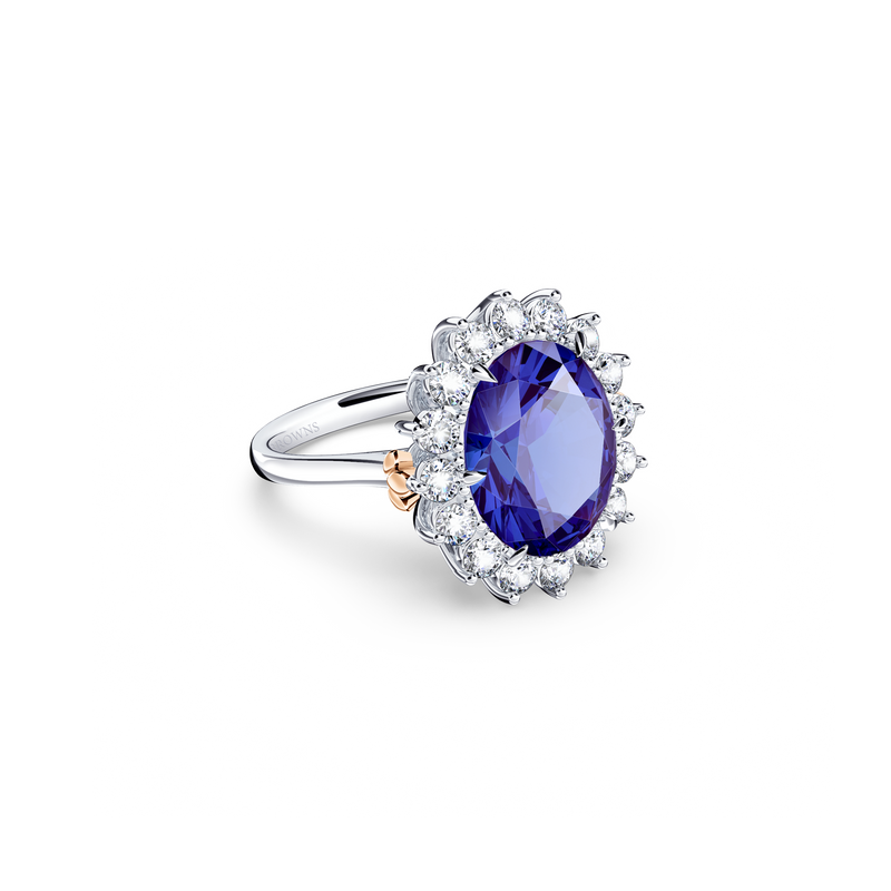 Royal Tanzanite and Diamond Cluster Ring - Large