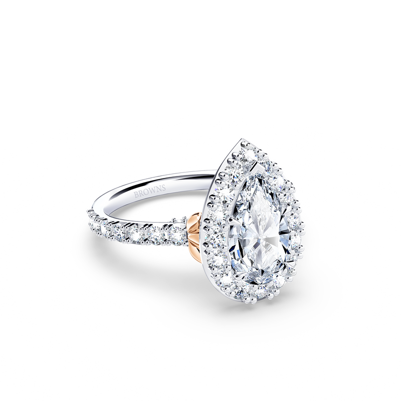 Angel Halo Pear Diamond Ring