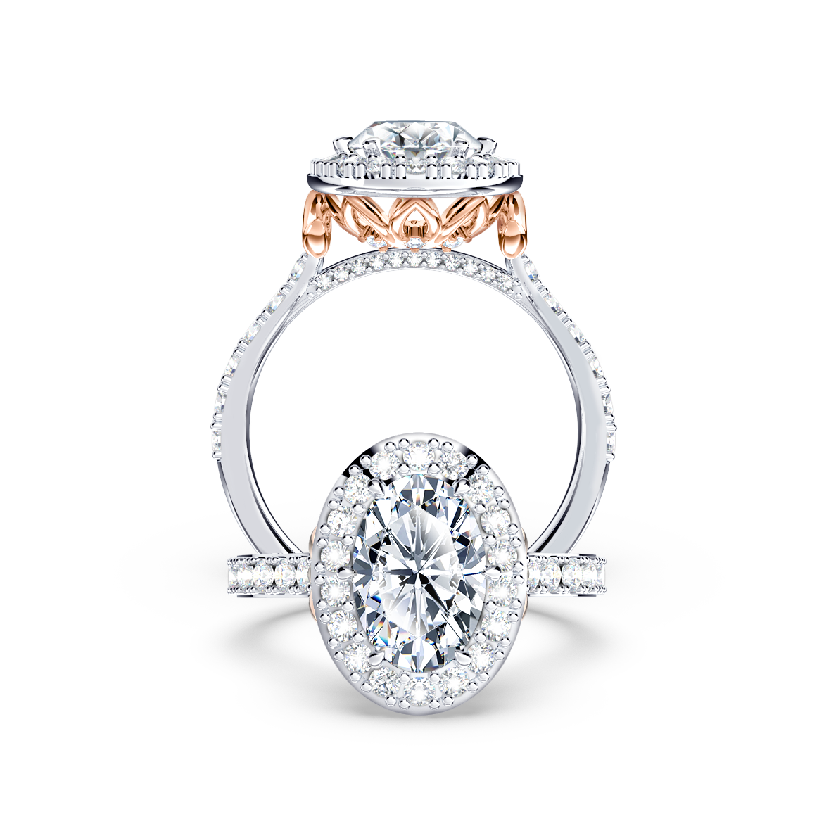 Angel Halo Oval Diamond Ring