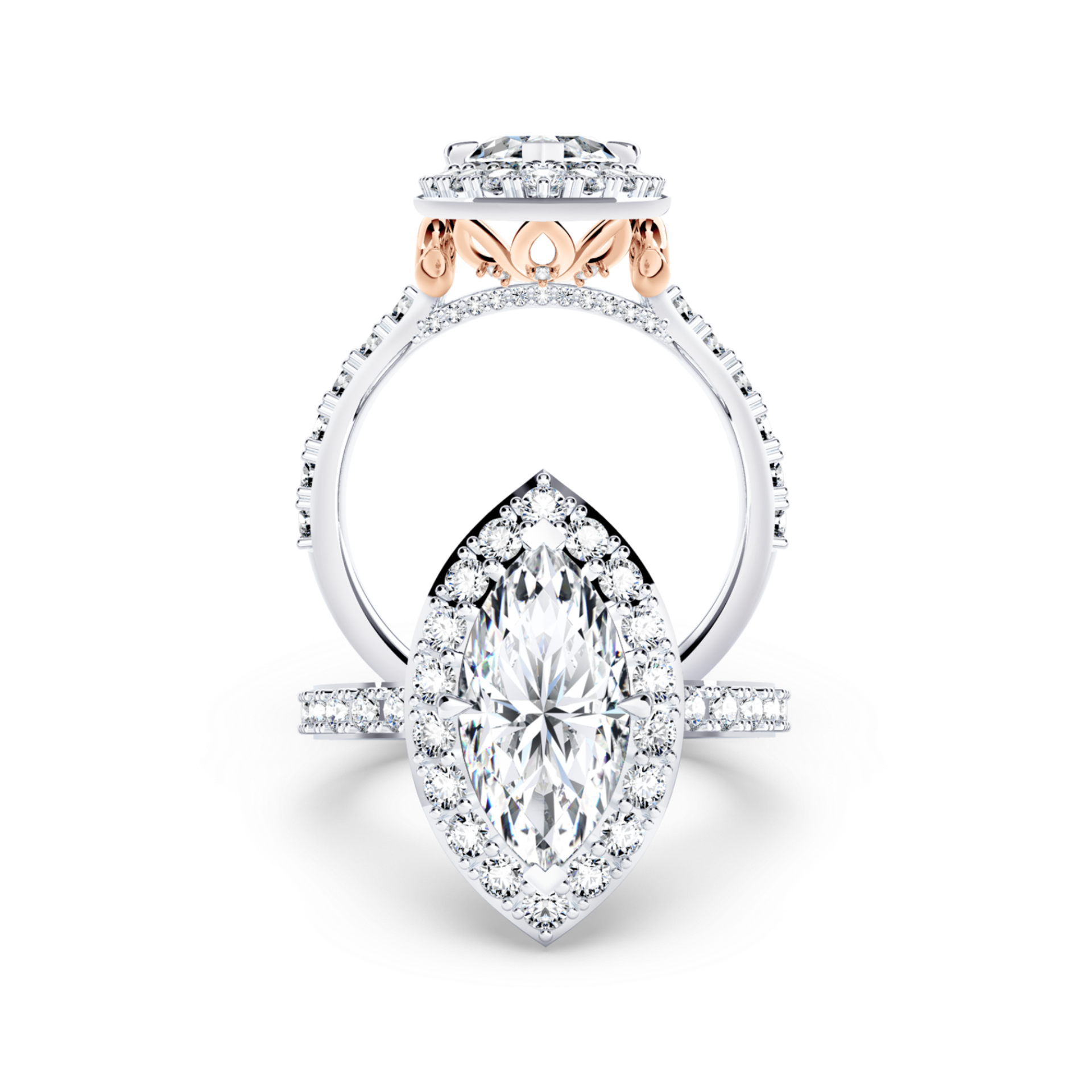 Angel Halo Marquise Diamond Ring