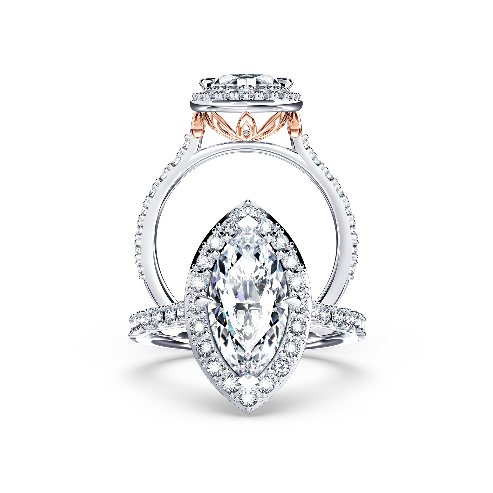 Angel Halo Marquise Diamond Ring
