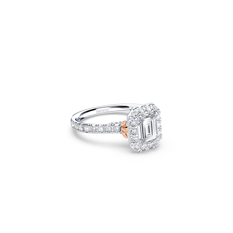 Angel Halo Emerald Diamond Ring