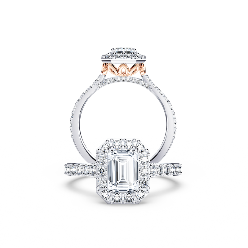 Angel Halo Emerald Diamond Ring