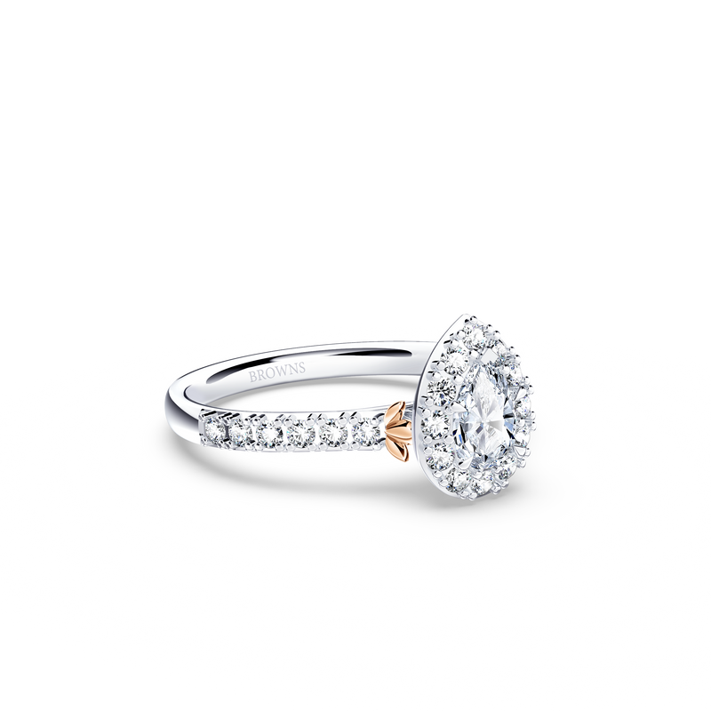 Angel Halo Pear Diamond Ring