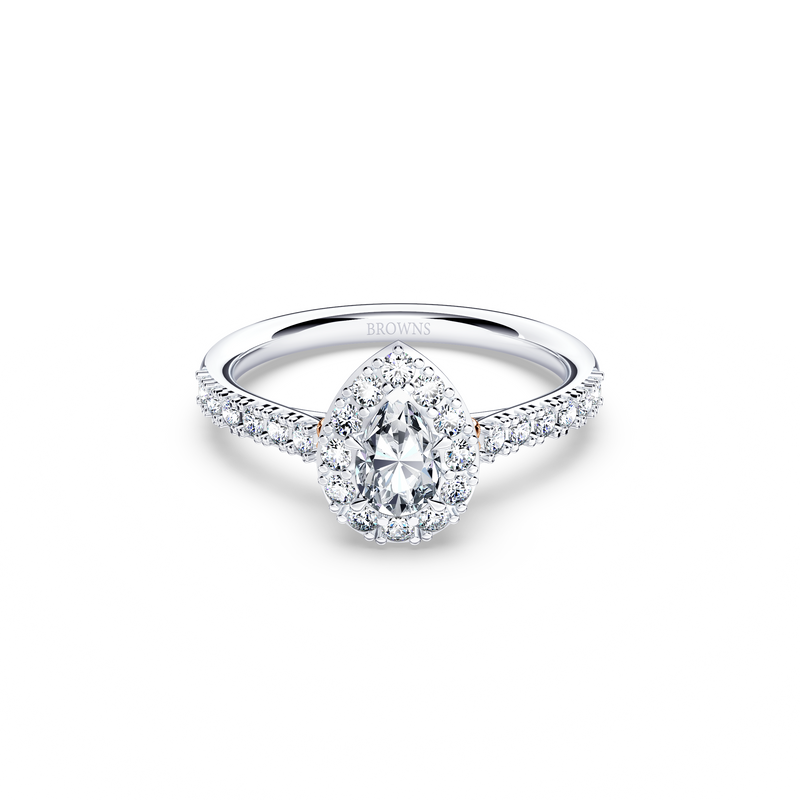 Angel Halo Pear Diamond Ring