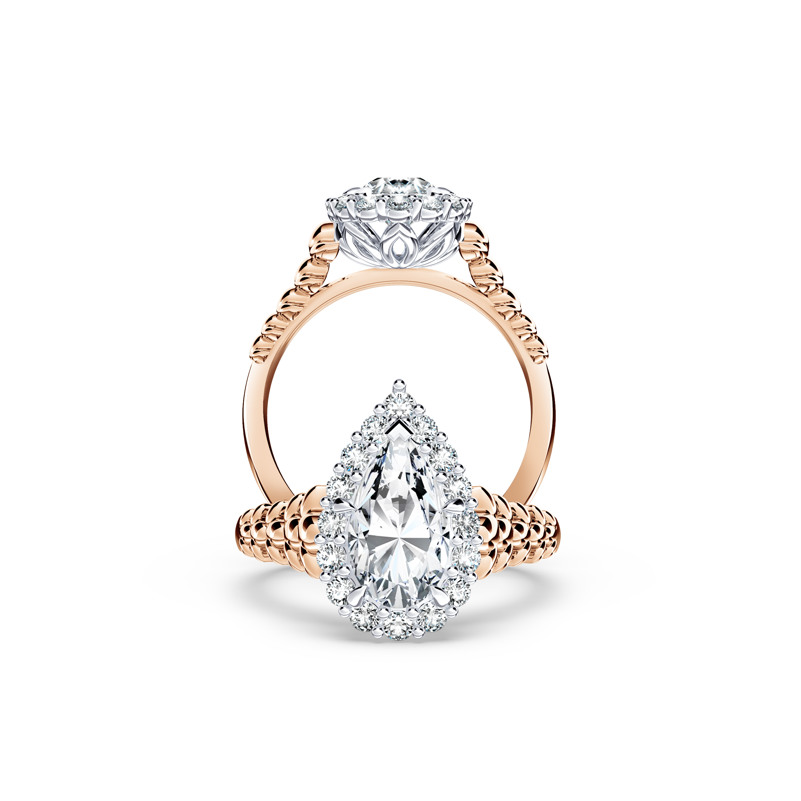 Angel Halo Chorus Pear Diamond Ring