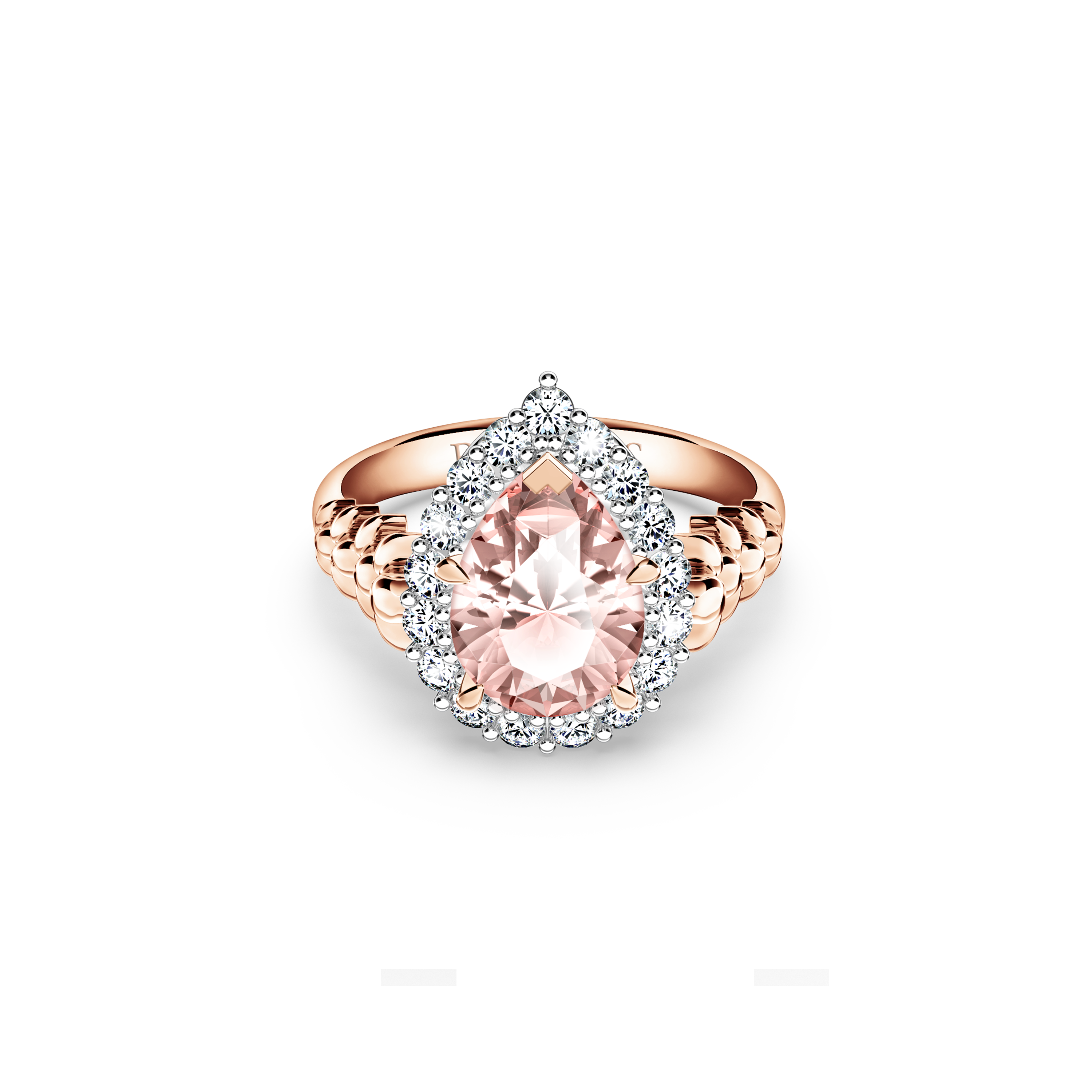 Original Angel Morganite and Diamond Ring