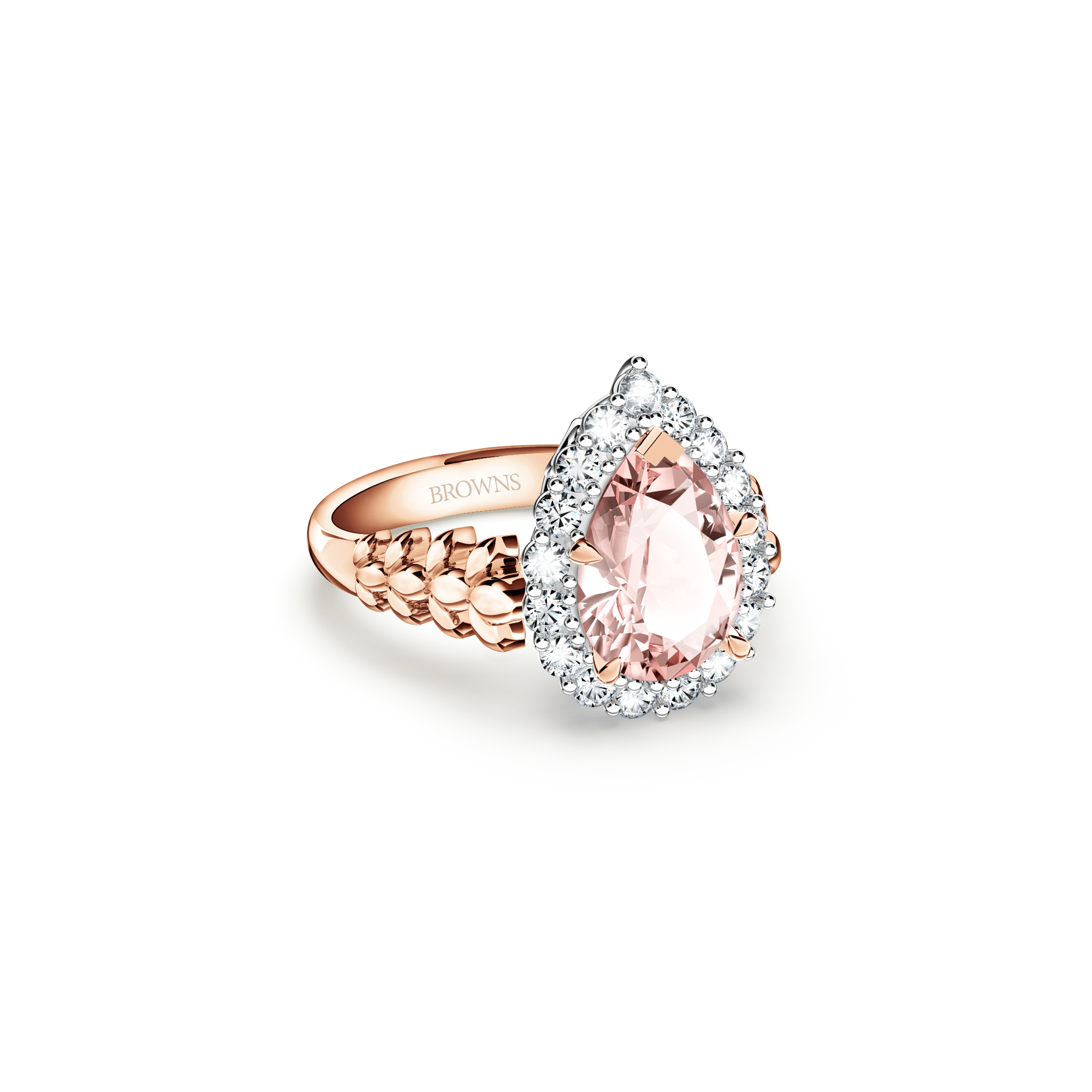 Original Angel Morganite and Diamond Ring