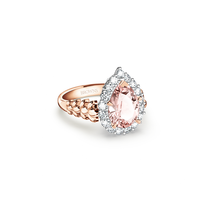 Original Angel Morganite and Diamond Ring