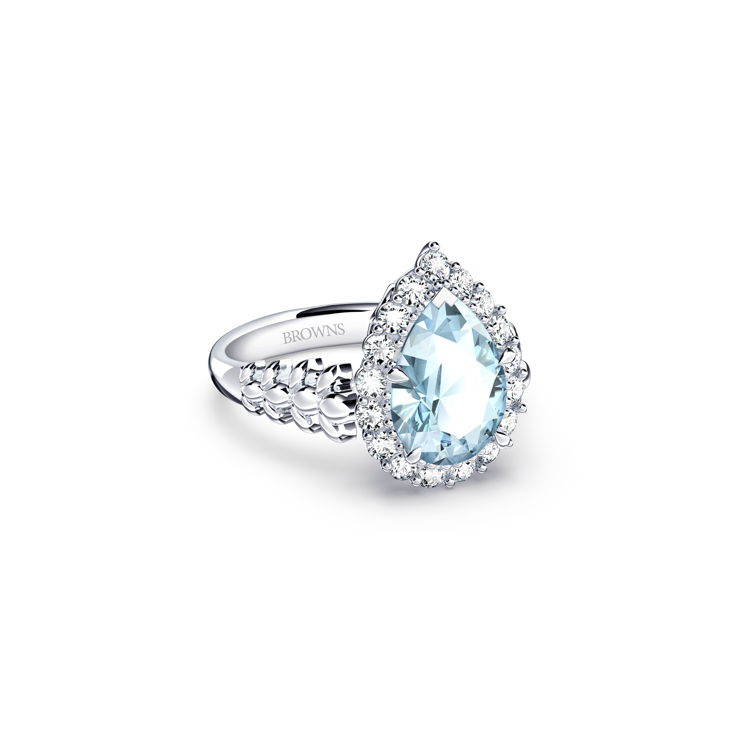 Original Angel Aquamarine and Diamond Ring