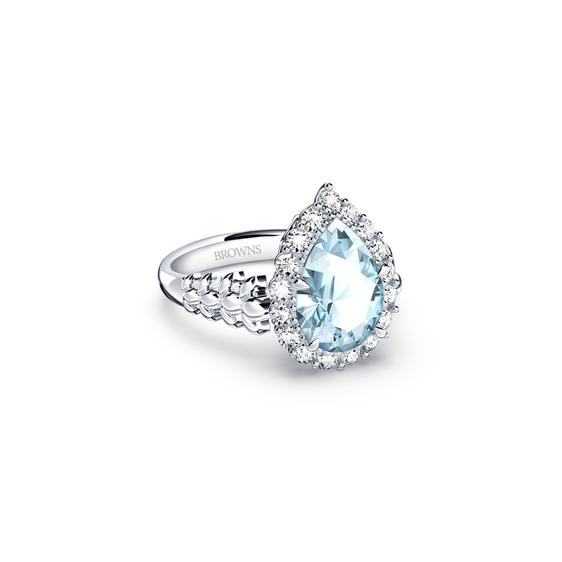 Original Angel Aquamarine and Diamond Ring