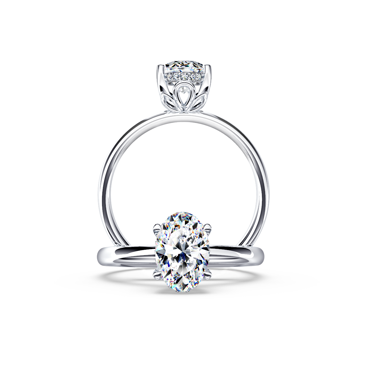 Secret Halo Oval Diamond Ring