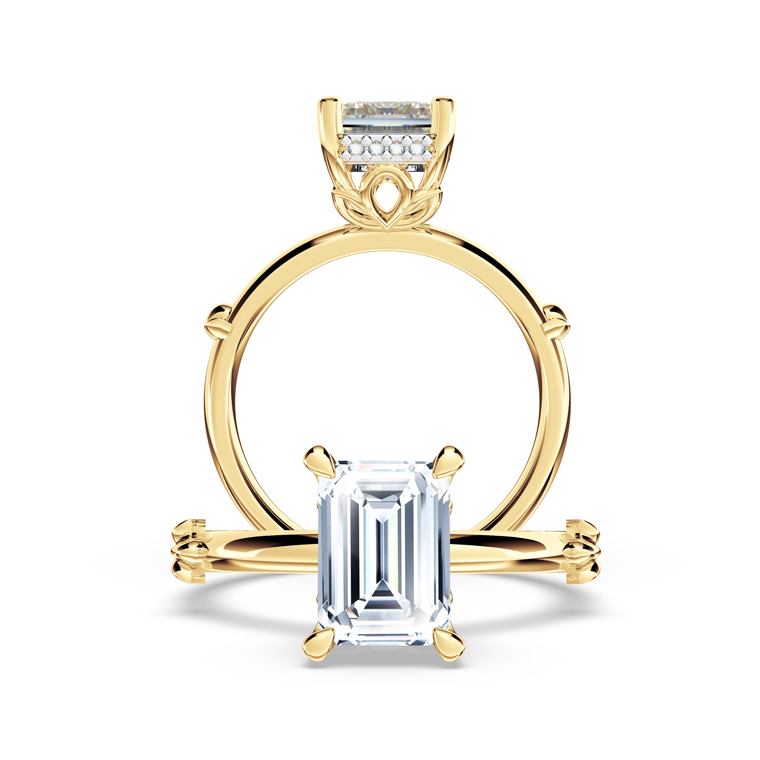 Secret Halo Emerald Diamond Ring