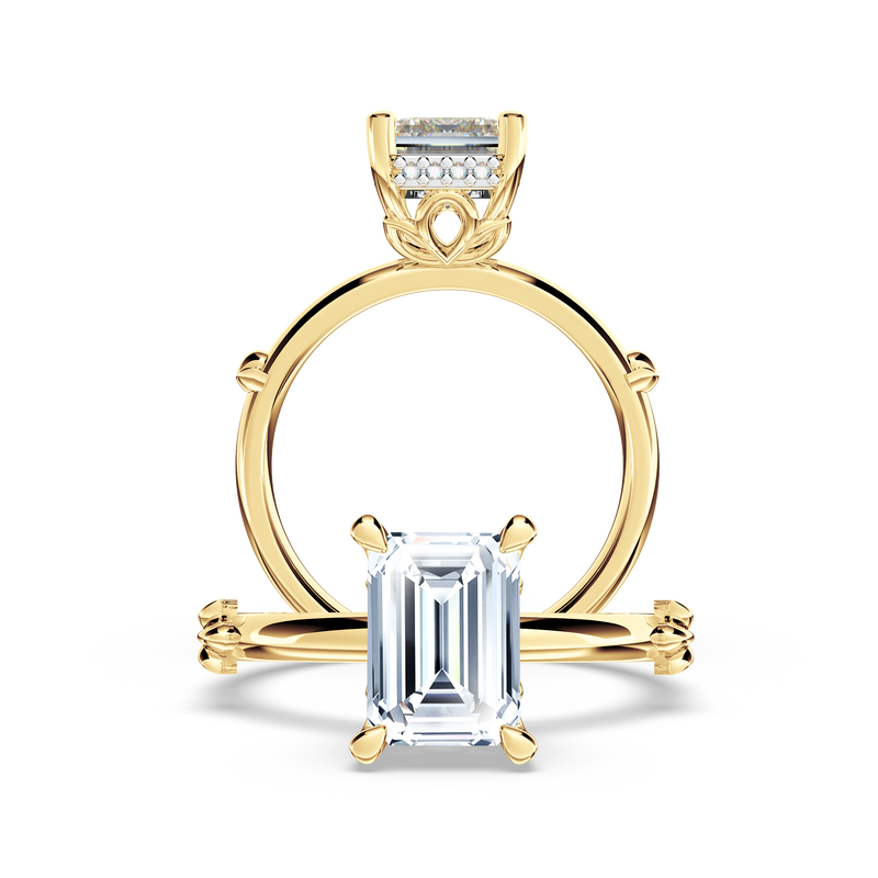 Secret Halo Emerald Diamond Ring