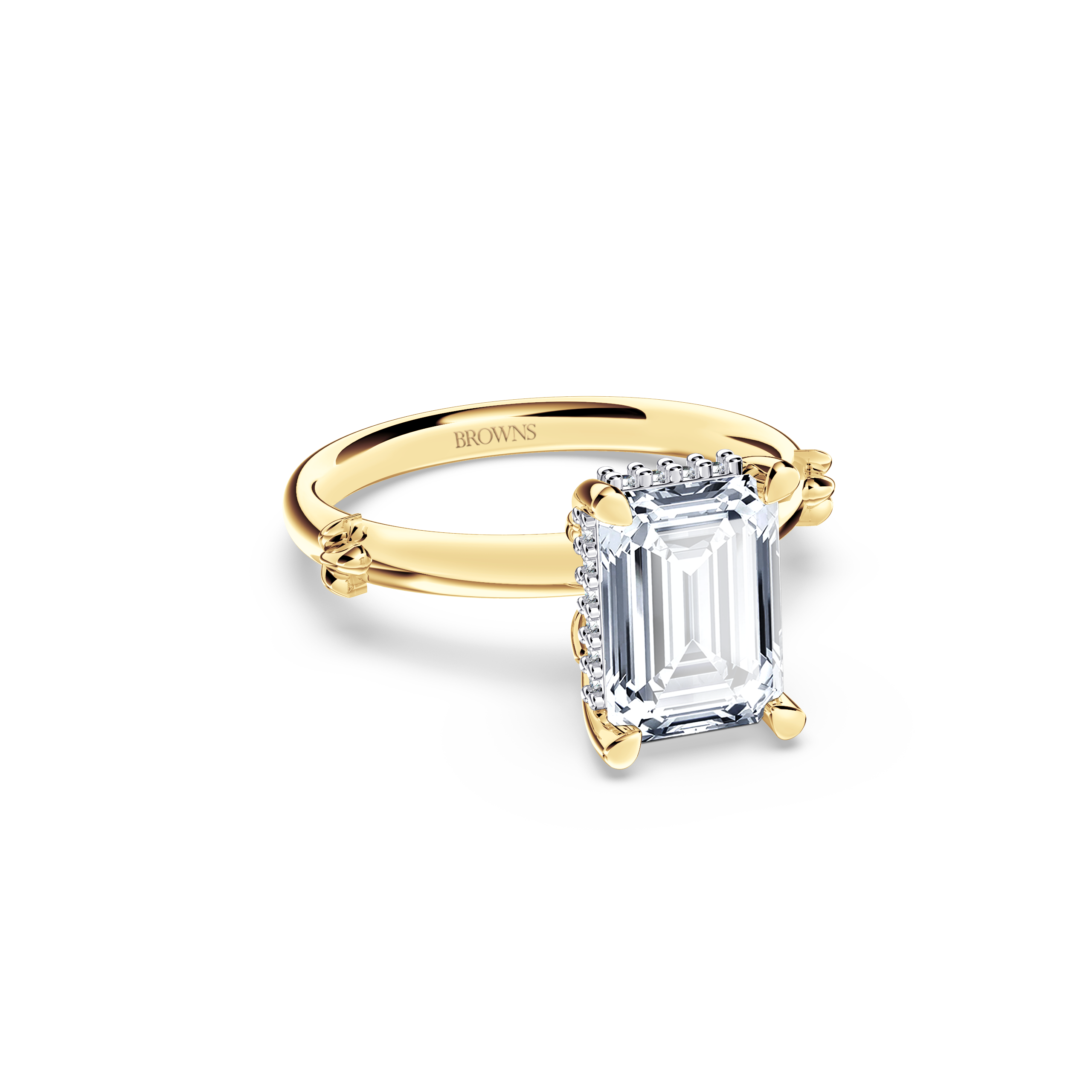 Secret Halo Emerald Diamond Ring