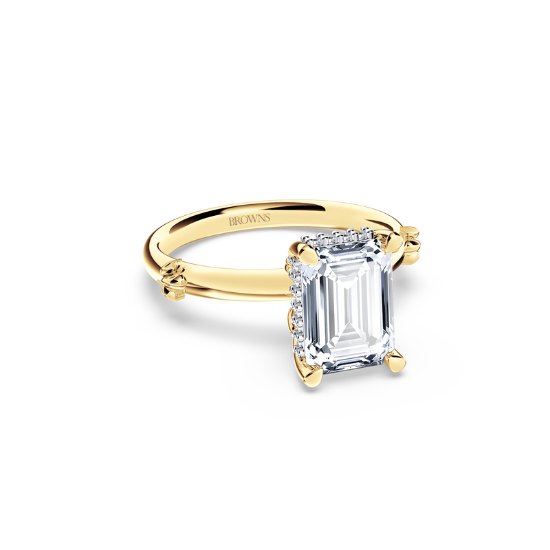 Secret Halo Emerald Diamond Ring