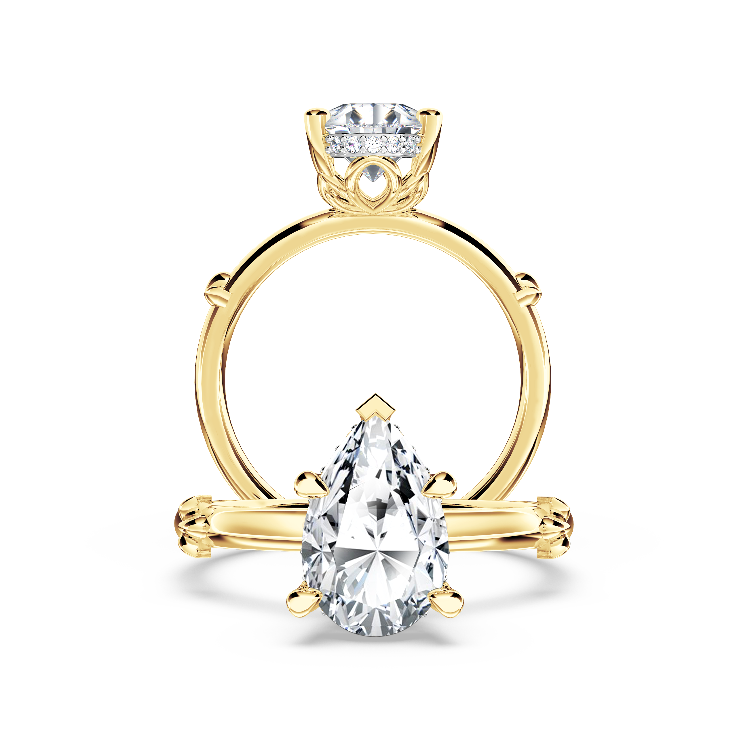 Secret Halo Pear Diamond Ring